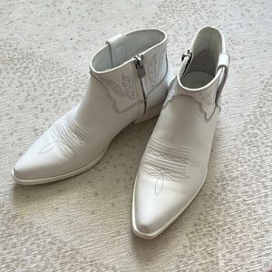 Anine Bing White Western Booties